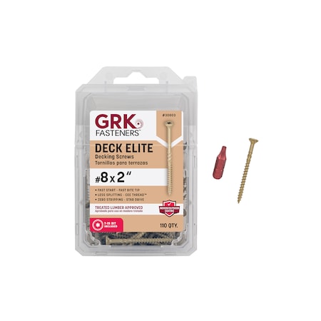 Grk Fasteners Deck Screw, #8 x 2 in, Steel, Torx Drive, 110 PK 30803